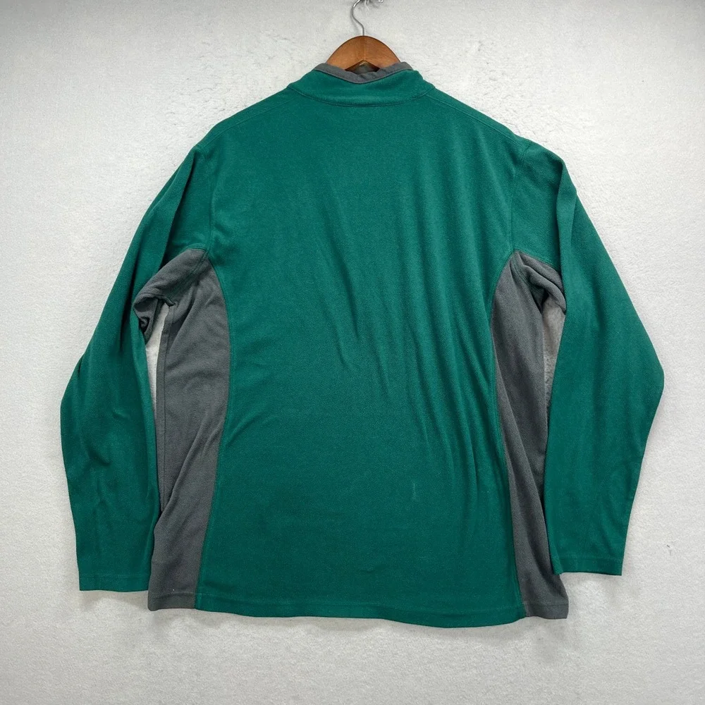 Columbia Fleece Pullover Men Large Klamath Range II Green Gray 1/4 Zip Outdoor